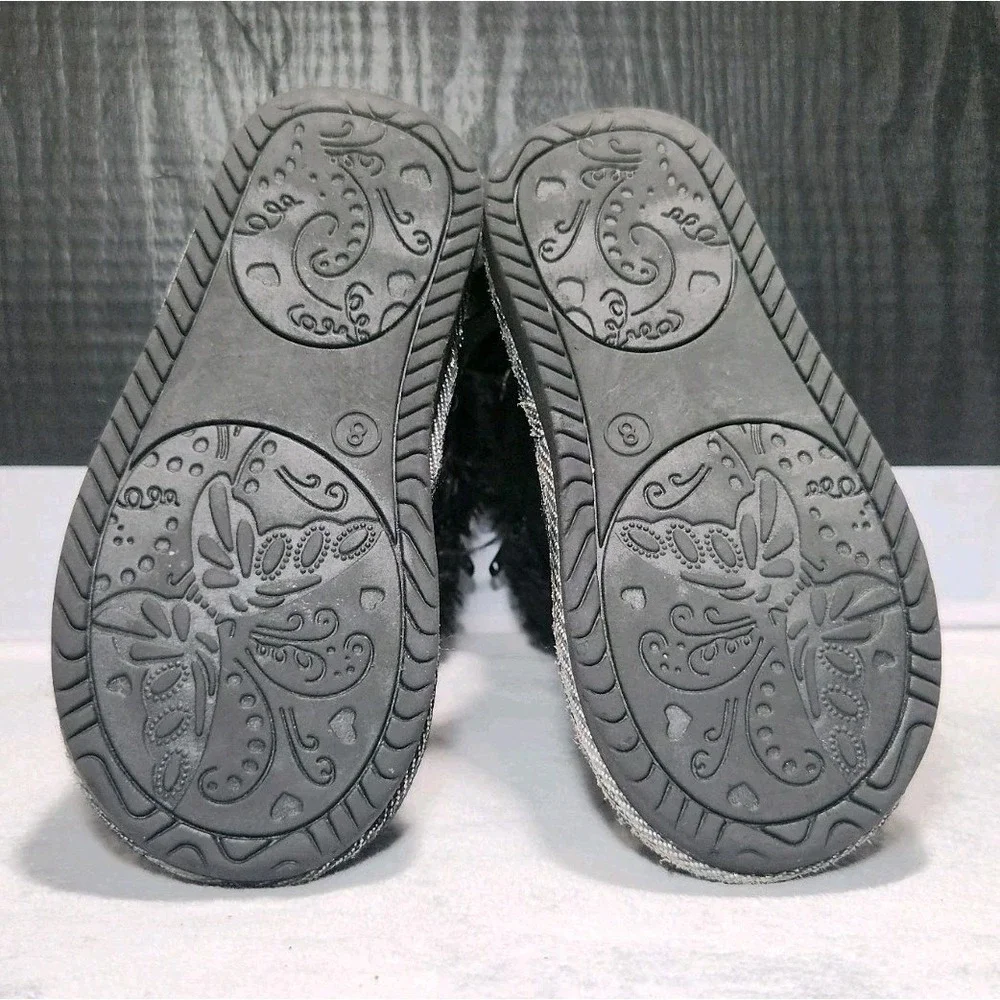 Black Faux Fur Shimmer Bow Winter Boots Toddler Size 8